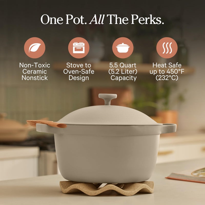 Our Place Perfect Pot | 5.5 Qt Ceramic Pot with Lid & Spatula | Patented 8-in-1, PFAS-Free Nonstick, Non-Toxic Cookware | Induction & Oven-Safe up to 450Â°F | Steam - Image 2