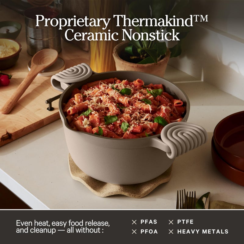 Our Place Perfect Pot | 5.5 Qt Ceramic Pot with Lid & Spatula | Patented 8-in-1, PFAS-Free Nonstick, Non-Toxic Cookware | Induction & Oven-Safe up to 450Â°F | Steam - Image 4