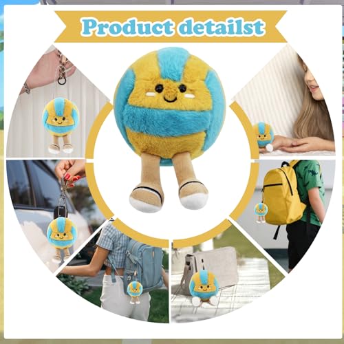 TUSAUW 16 Pcs Cute Volleyball Smiley Plush Keychain Gift, Soft Sports Stuffed Plush Pendant, Sports Bag Charm, Party Favors - Image 4