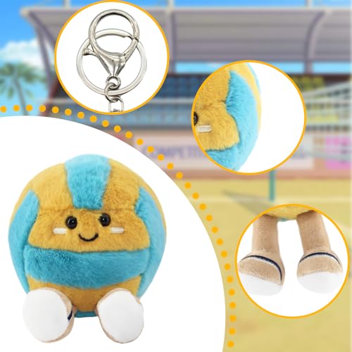 TUSAUW 16 Pcs Cute Volleyball Smiley Plush Keychain Gift, Soft Sports Stuffed Plush Pendant, Sports Bag Charm, Party Favors - Image 3