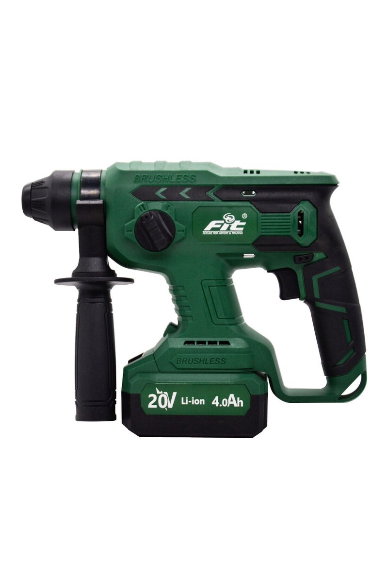 FIT 22mm Brushless Rotary Hammer 20V + 4Ah Battery + Fast Charger – Model CUBRH204