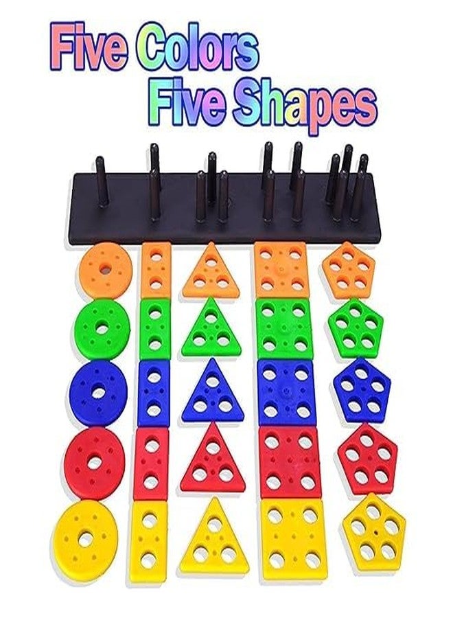 ZENITY Shape Sorting Educational Toy for Toddlers 2-5 Years - Montessori Learning Toy with Five Colors Five Shapes Stacking Peg Board Preschool Educational Puzzle Game - Image 3