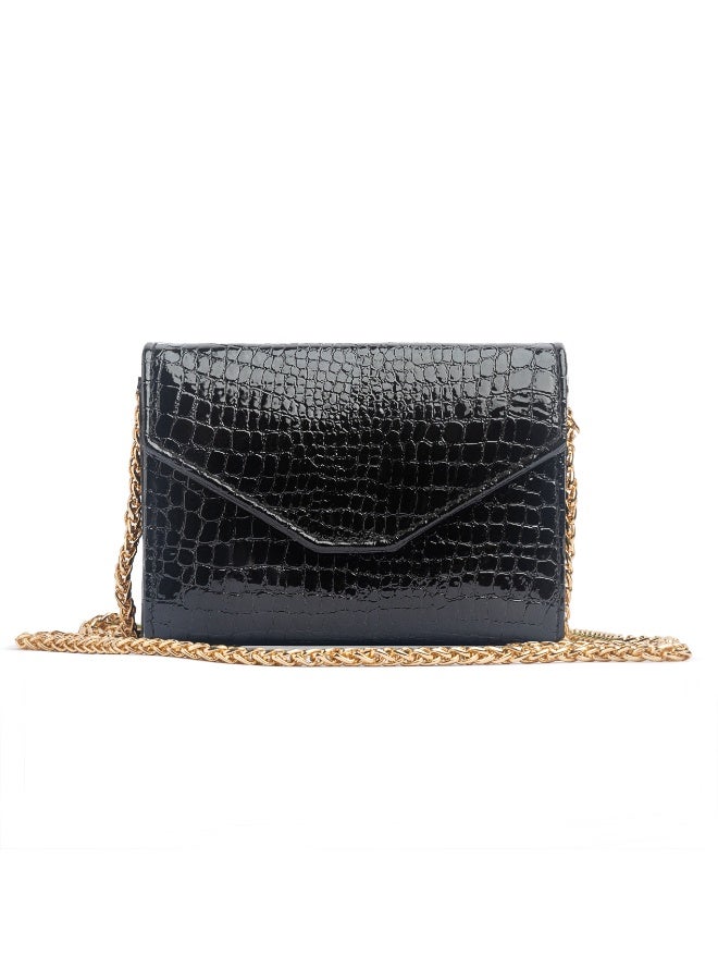 BOU Mermaid Micro Flap Bag - Scarce Black Crocodile - Image 1