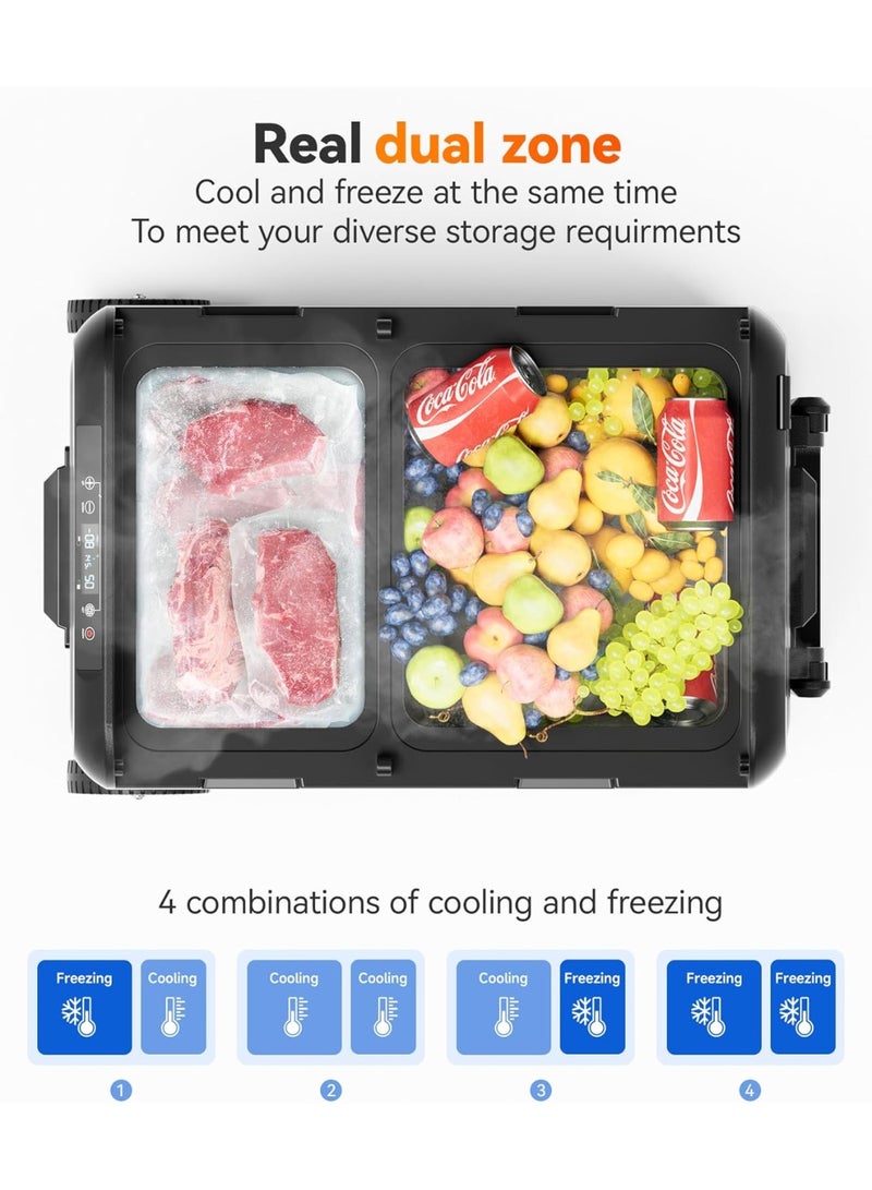 وولف بوكس ثلاجة سيارة وولف بوكس ​​ثنائية المنطقة، سعة 35 لترًا - مجمد ومبرد محمولان بجهد 12 فولت مع تحكم رقمي | للسيارة، والتخييم، والسفر، والاستخدام المنزلي (من -8 إلى 68 درجة فهرنهايت) - Image 3