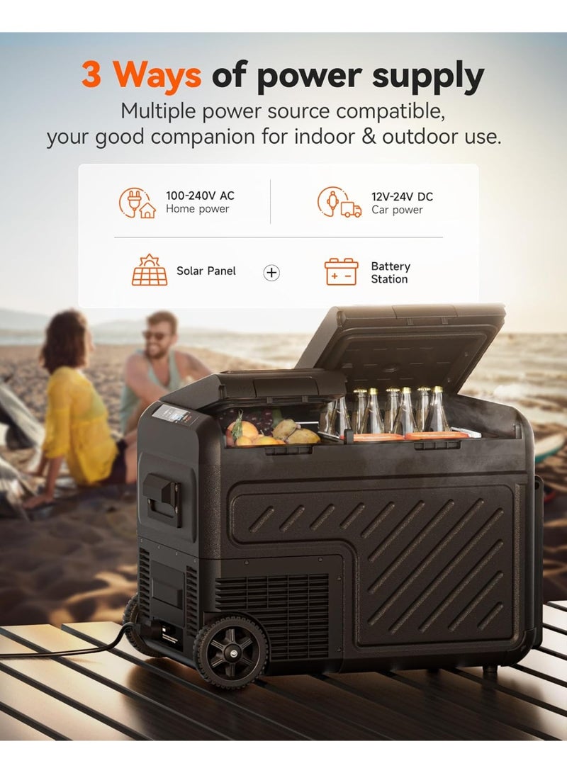 وولف بوكس ثلاجة سيارة وولف بوكس ​​ثنائية المنطقة، سعة 35 لترًا - مجمد ومبرد محمولان بجهد 12 فولت مع تحكم رقمي | للسيارة، والتخييم، والسفر، والاستخدام المنزلي (من -8 إلى 68 درجة فهرنهايت) - Image 2