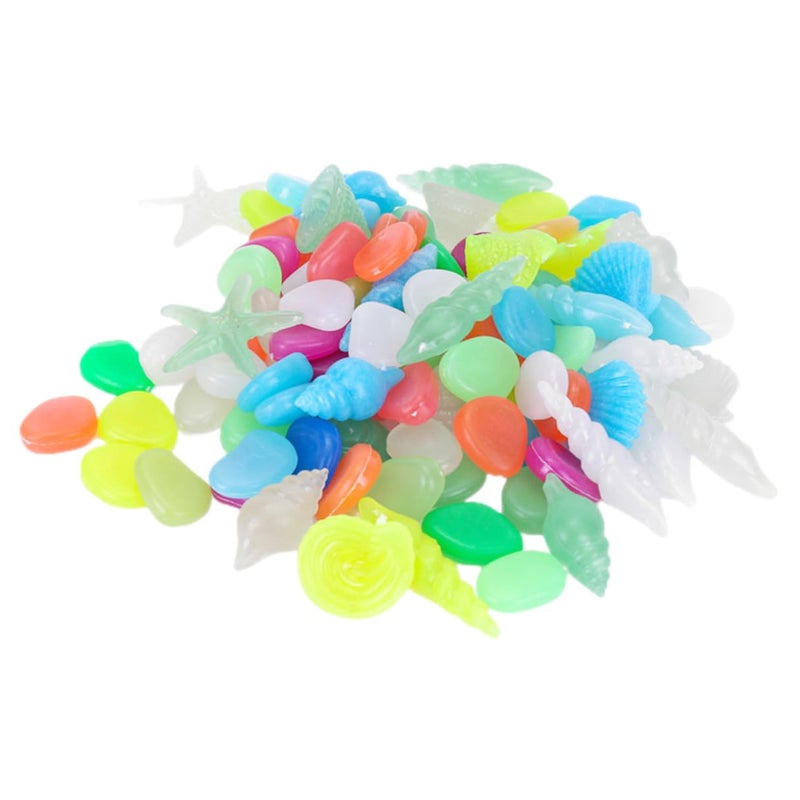 أحجار حوض السمك المتوهجة في الظلام 50 قطعة من الحصى الأزرق لتزيين حوض الأسماك - Image 2