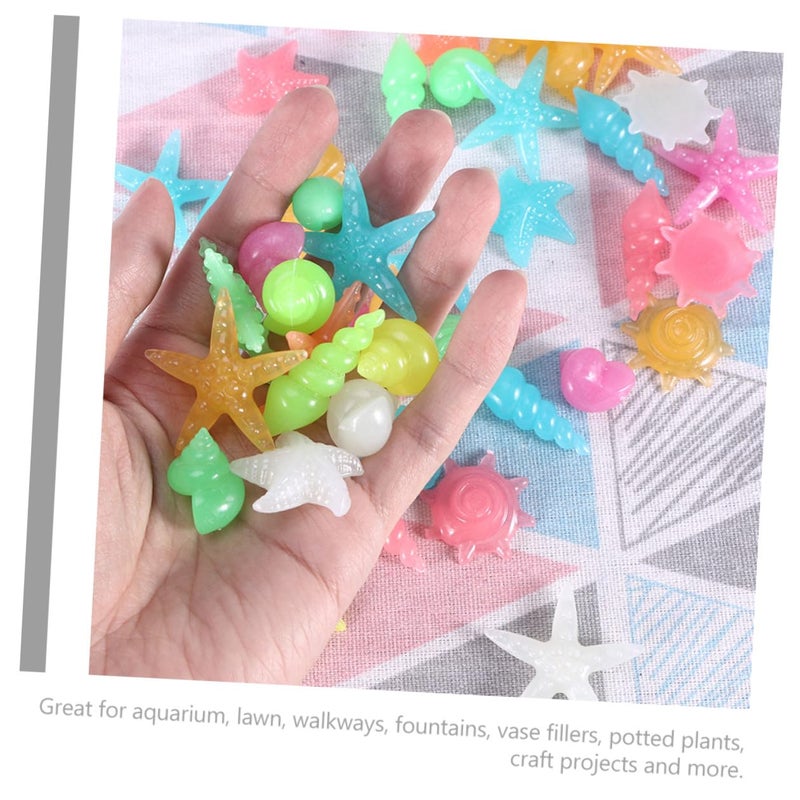 أحجار حوض السمك المتوهجة في الظلام 50 قطعة من الحصى الأزرق لتزيين حوض الأسماك - Image 4