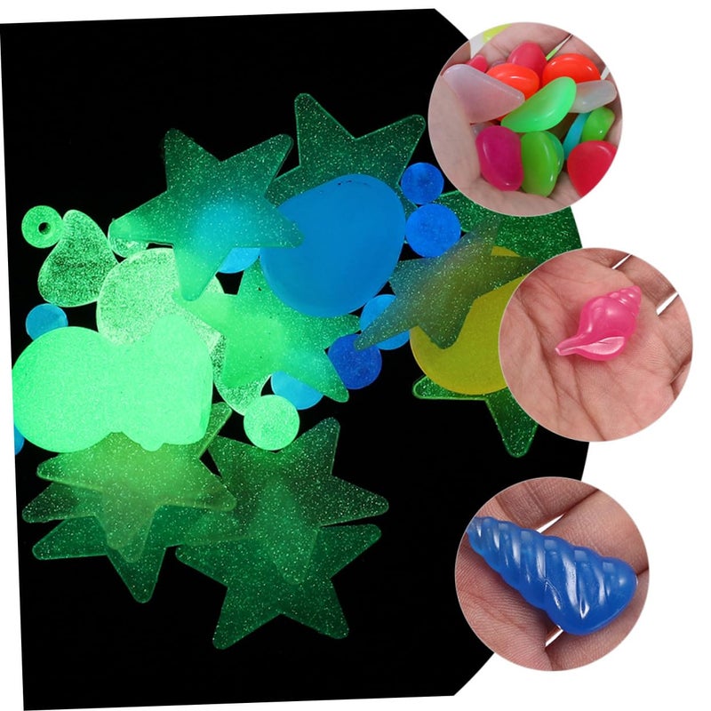 أحجار حوض السمك المتوهجة في الظلام 50 قطعة من الحصى الأزرق لتزيين حوض الأسماك - Image 5