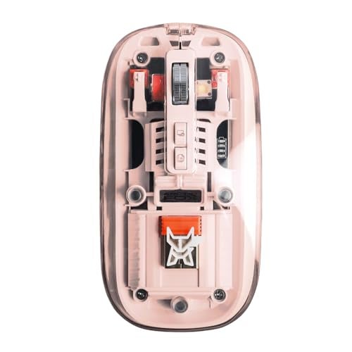 Arctic Fox Clearview Transparent Wireless and Bluetooth Rechargeable Mouse, USB Receiver,LED Battery Magic Silm for Office/PC/Mac/Laptop/Apple/ipad(Pink) - Image 1