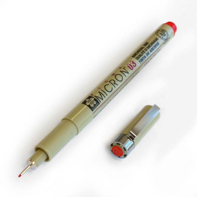 Sakura Pigma Micron Pigment Fineliners 03mm Red Pack of 3