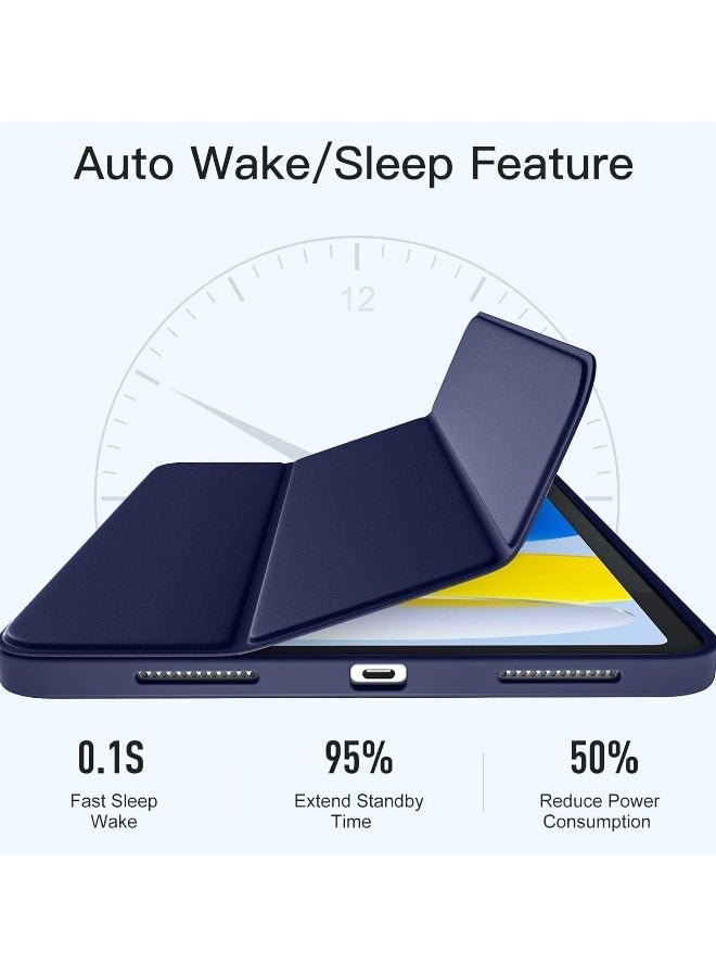 DUSALA Compatible with iPad 10th Generation Case 10.9 Inch (2022) – Slim Trifold Stand Protective Cover with Pencil Holder – Soft TPU Back – Auto Sleep/Wake Function – Lightweight & Durable Smart Case  NAVY - Image 2