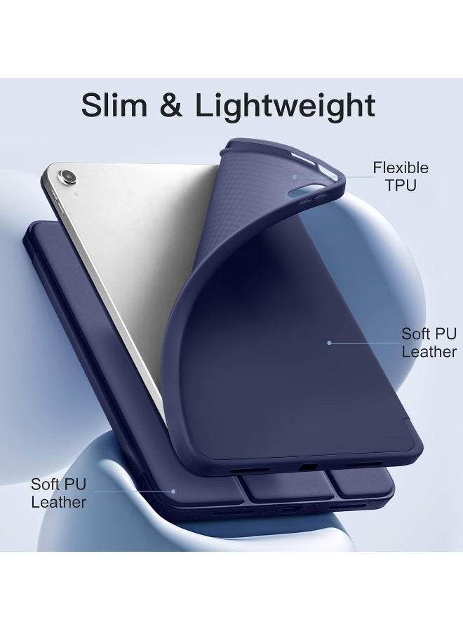 DUSALA Compatible with iPad 10th Generation Case 10.9 Inch (2022) – Slim Trifold Stand Protective Cover with Pencil Holder – Soft TPU Back – Auto Sleep/Wake Function – Lightweight & Durable Smart Case  NAVY - Image 4