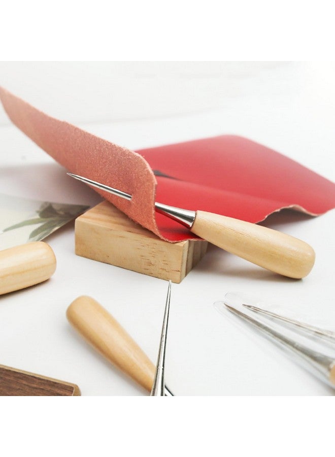 BeeSpring Leather Sewing Awl Wood Handle Drillable Awl Pin Punching Hole Maker Stitching Overstitch Sewing Awl Kit - Image 5