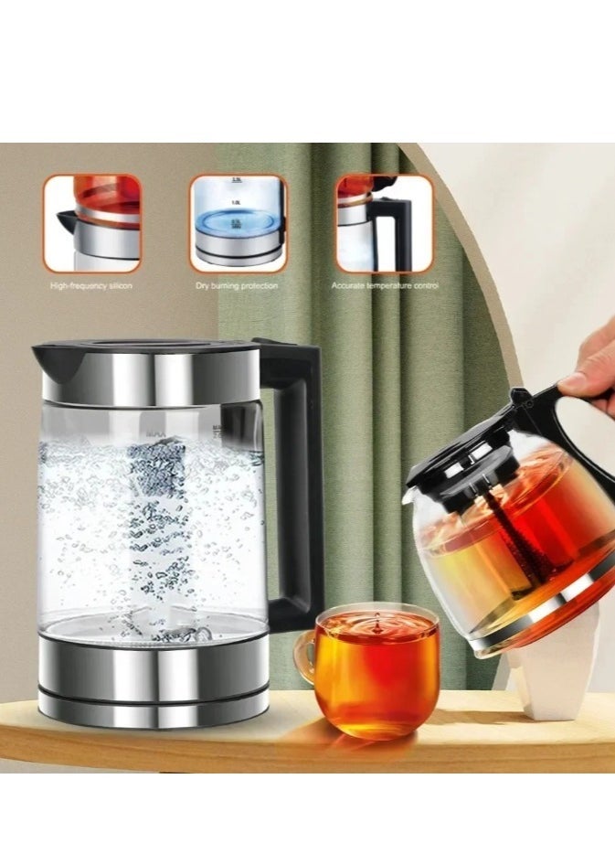 Denx 2-In-1 Glass Kettle And Turkish Tea Maker, 1.8-Liter Capacity + 1-Liter Glass Teapot, 1500 Watts Dx2015 - Image 3