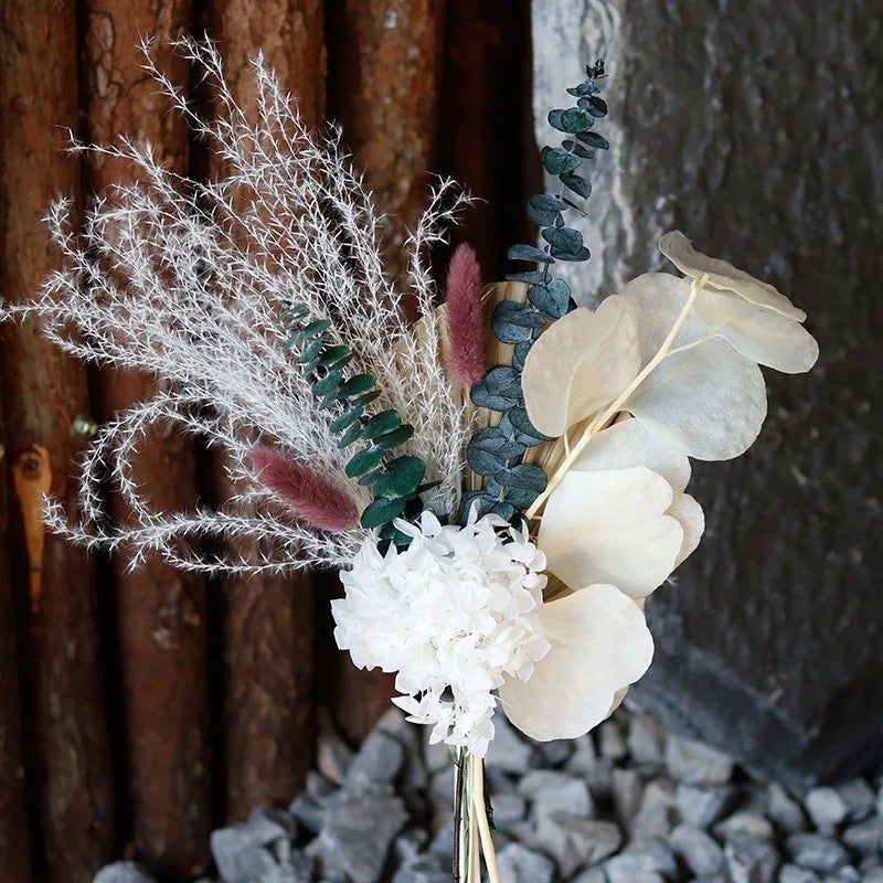 Bluejw Natural Dried Flowers Bouquet Set for Wedding Cake Decor - Mixed Pampas Grass Floral Arrangement for Christmas, Valentine's Day, & Bridal Showers - Image 1