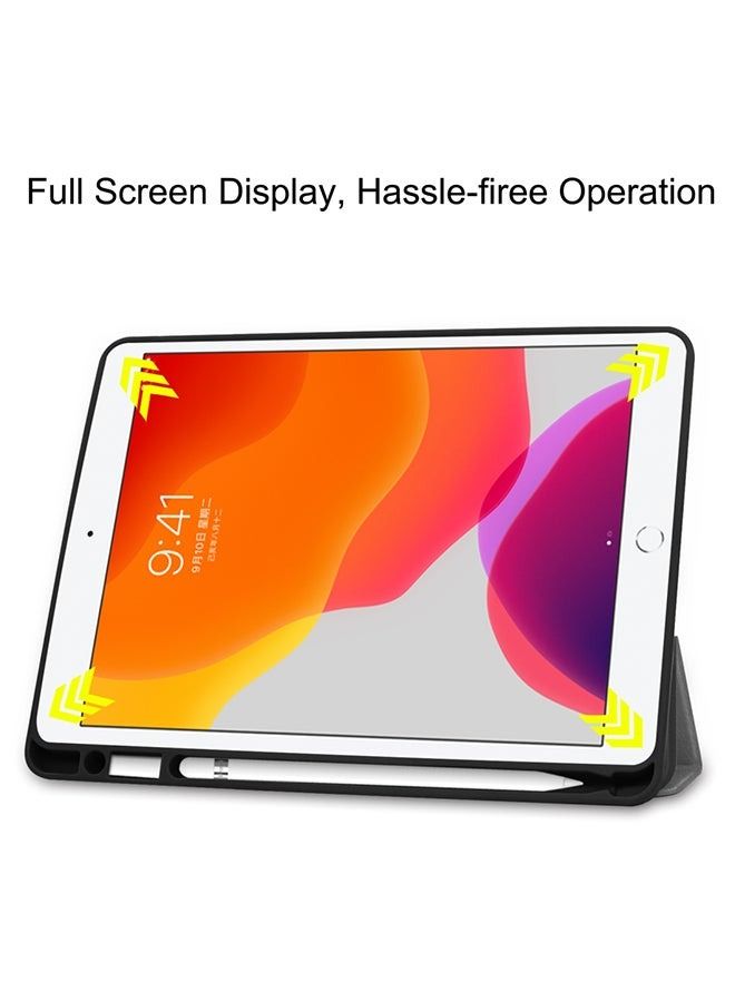 Custer texture horizontal flip smart TPU leather case with sleep/Wake-up function/three-folding holder and pen slot For Apple iPad 10.2 Grey - Image 4