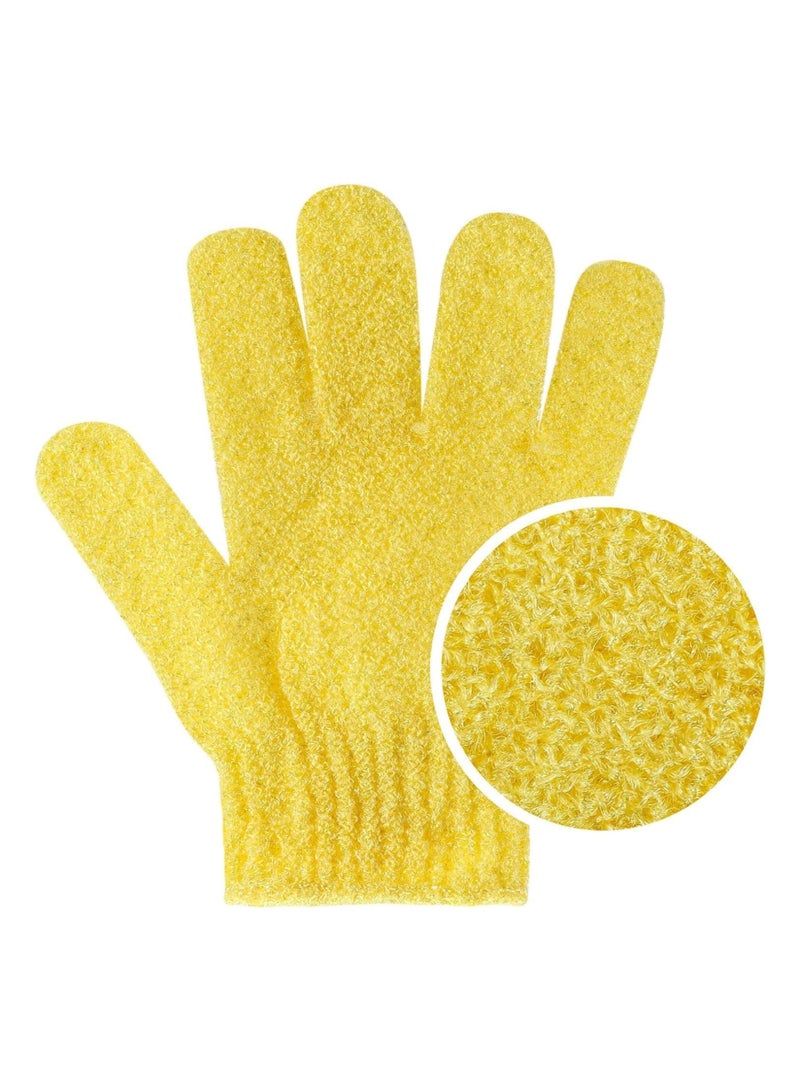 2pcs Exfoliating Gloves, Double Sided Bath Gloves, Skin Exfoliator for Body, Spa Massage Dead Skin Cell Remover, Shower Accessories for Women and Men | Yellow - Image 3
