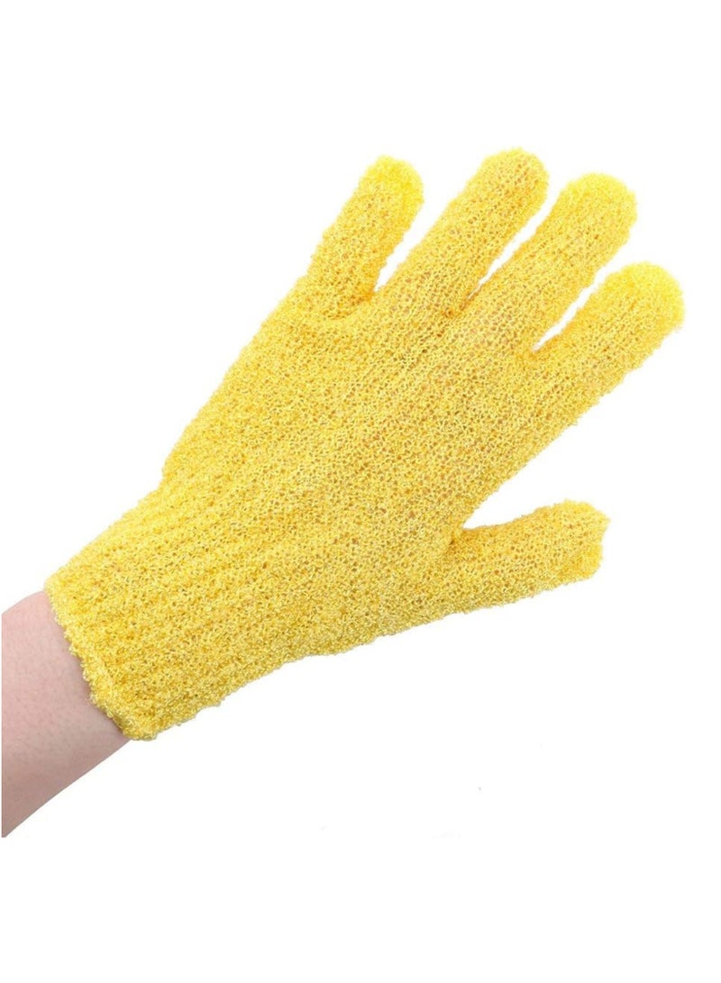 2pcs Exfoliating Gloves, Double Sided Bath Gloves, Skin Exfoliator for Body, Spa Massage Dead Skin Cell Remover, Shower Accessories for Women and Men | Yellow - Image 2