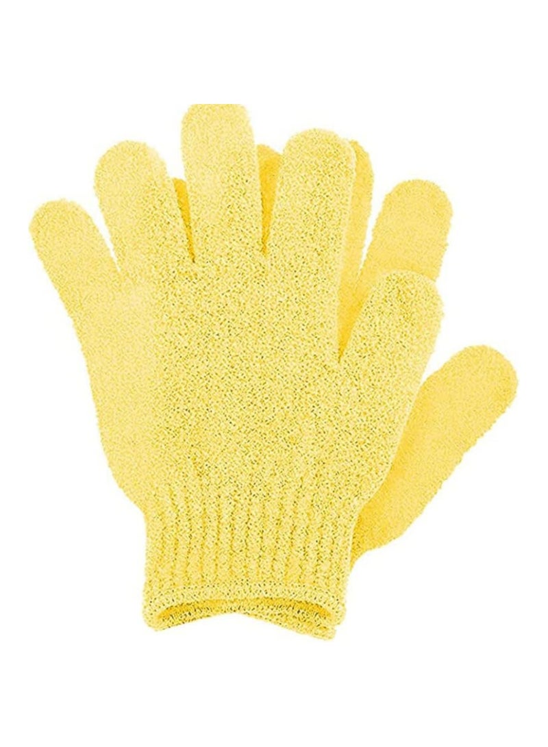 2pcs Exfoliating Gloves, Double Sided Bath Gloves, Skin Exfoliator for Body, Spa Massage Dead Skin Cell Remover, Shower Accessories for Women and Men | Yellow - Image 1