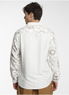 Campus Sutra Men's Khaki Beige Circular-Lined Shirt  - Image 5
