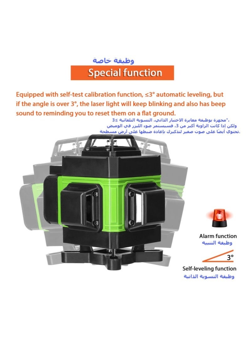 Multifunctional 4D 16 Lines Laser Level 3° Self-leveling Machine USB Rechargeable Lithium Battery Leveling Tool with Vertical Horizontal Tilt Lines - Image 5