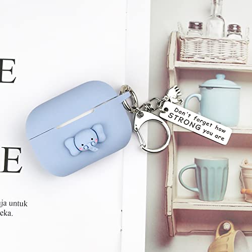 Wonhibo for Airpod Pro Case, Cute Kawaii Cover for Airpod Pro 2019 with Keychain for Women (Elephant) - Image 3