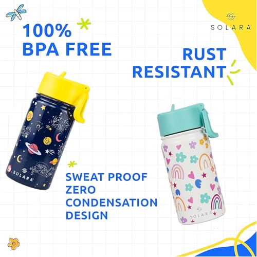 SOLARA Amazi Kids Insulated Water Bottle for Kids 450ml, Kids Water Bottle, Sipper Bottle for Kids, Thermosteel Kids Bottles, Stainless Steel Water Bottles for Kids, Straw Bottle for Kids, Rainbow - Image 3