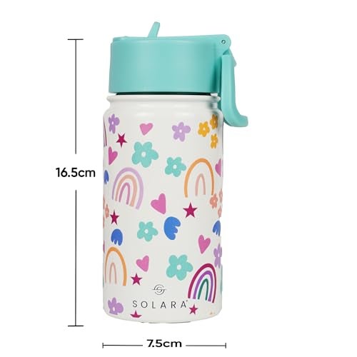 SOLARA Amazi Kids Insulated Water Bottle for Kids 450ml, Kids Water Bottle, Sipper Bottle for Kids, Thermosteel Kids Bottles, Stainless Steel Water Bottles for Kids, Straw Bottle for Kids, Rainbow - Image 5