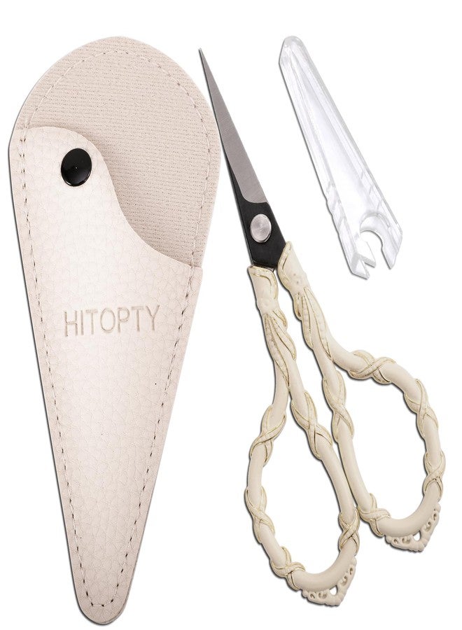 HITOPTY Vintage Small Embroidery Scissors with Cover Detail Shears Mini Scissor for Needlework Threading Sewing Craft DIY Tools Home Travel Use - Image 1