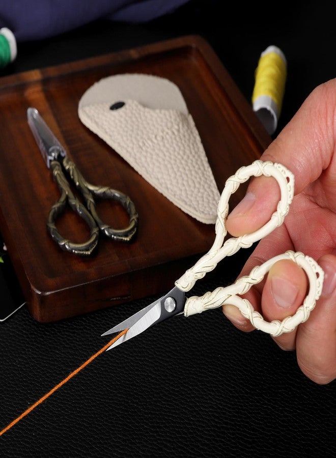 HITOPTY Vintage Small Embroidery Scissors with Cover Detail Shears Mini Scissor for Needlework Threading Sewing Craft DIY Tools Home Travel Use - Image 3
