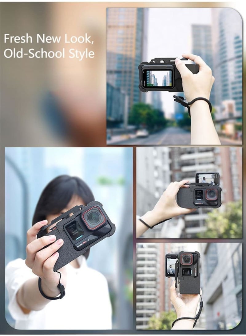 سيوسي Street Photography Camera Side Handle Grip, Shutter Button Grips for Insta 360 Ace Pro 2, Travel Vlogging Camera Handle for Insta 360 Ace Pro and Ace Action Cameras (Black) - Image 2