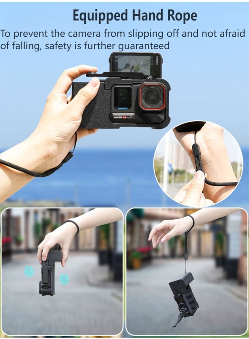 سيوسي Street Photography Camera Side Handle Grip, Shutter Button Grips for Insta 360 Ace Pro 2, Travel Vlogging Camera Handle for Insta 360 Ace Pro and Ace Action Cameras (Black) - Image 4