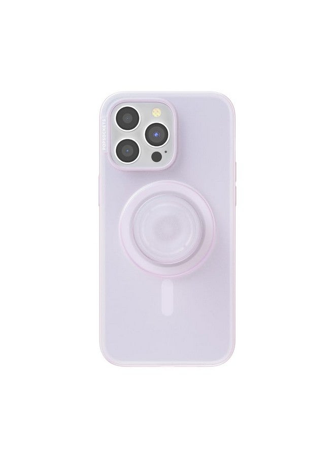 بوب سوكيتس جراب PopSockets لهاتف iPhone 15 Pro Max مع قبضة هاتف دائرية متوافقة مع MagSafe، جراب هاتف لهاتف iPhone 15 Pro Max، متوافق مع الشحن اللاسلكي - شفاف لامع - Image 1