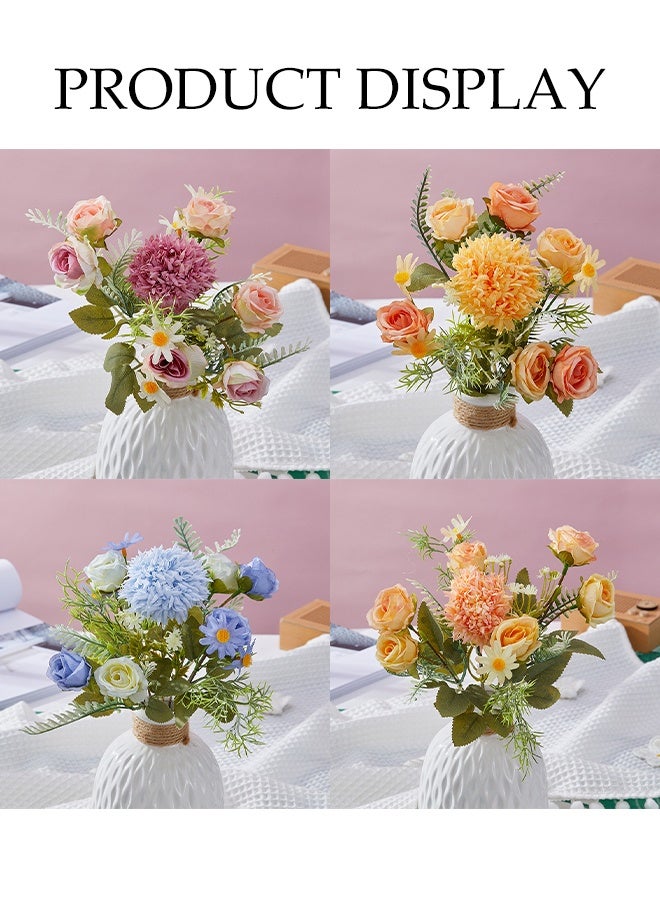 DUNISO زهور صناعية، مزيج من زهور الحرير مع السيقان، زهور مزيفة زخرفية يمكنك صنعها بنفسك، باقة ترتيب زهور مركزية للطاولة، لباقات الزفاف، ترتيب الزهور، مركزيات الطاولة، زينة المنزل - Image 3