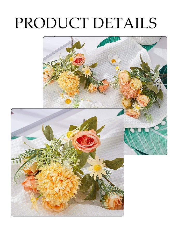 DUNISO زهور صناعية، مزيج من زهور الحرير مع السيقان، زهور مزيفة زخرفية يمكنك صنعها بنفسك، باقة ترتيب زهور مركزية للطاولة، لباقات الزفاف، ترتيب الزهور، مركزيات الطاولة، زينة المنزل - Image 4