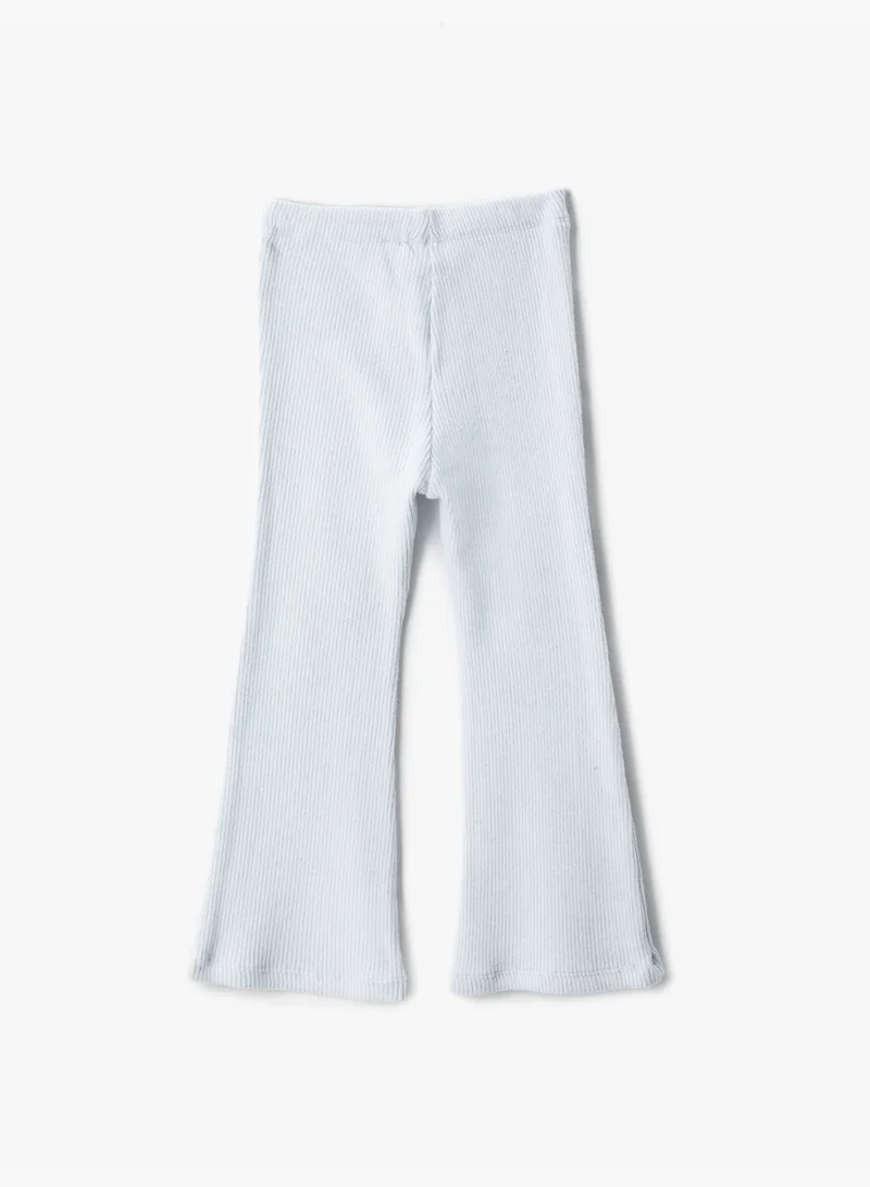 كوتون Basic Flare Trousers Elastic Waistband Ribbed