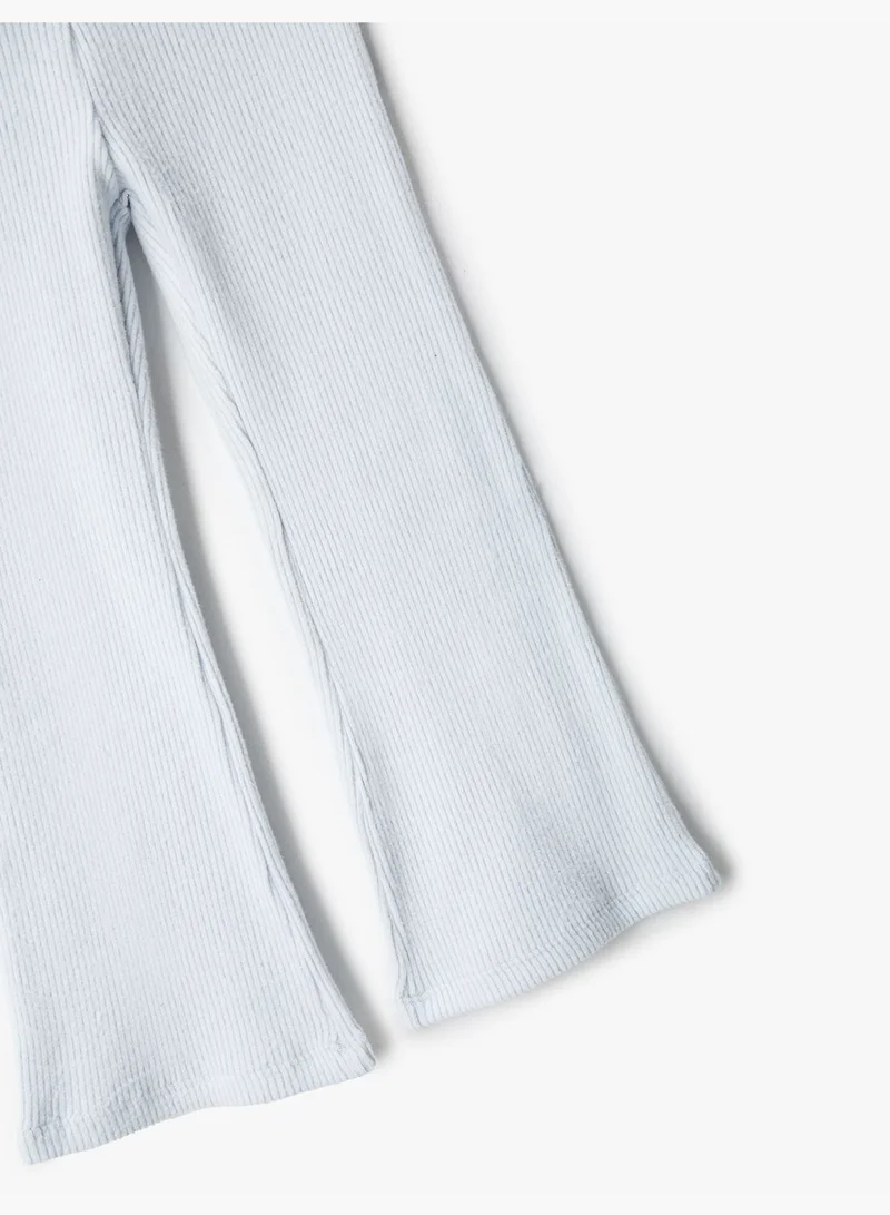 كوتون Basic Flare Trousers Elastic Waistband Ribbed