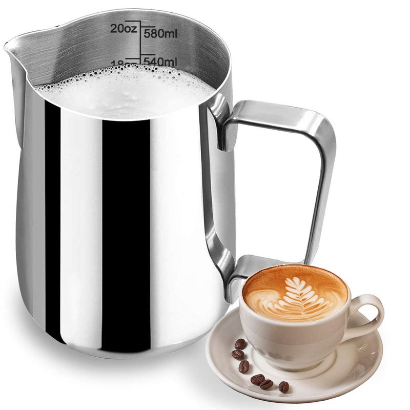 Milk Frothing Pitcher Stainless Steel Latte Art Creamer Cup The Best Milk Frother Steamer Cup Stainless Steel Coffee Milk Frothing CupCoffee Steaming Pitcher 20oz500ml 20 oz
