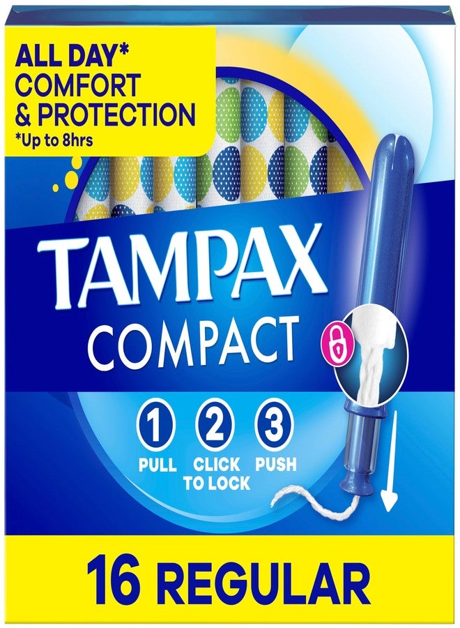 Tampax Compact Pearl Tampons, with LeakGuard Braid & Extendable Applicator, Regular Absorbency, Compact Extendable Applicator, Unscented, 16 Count (Packaging May Vary - Image 1