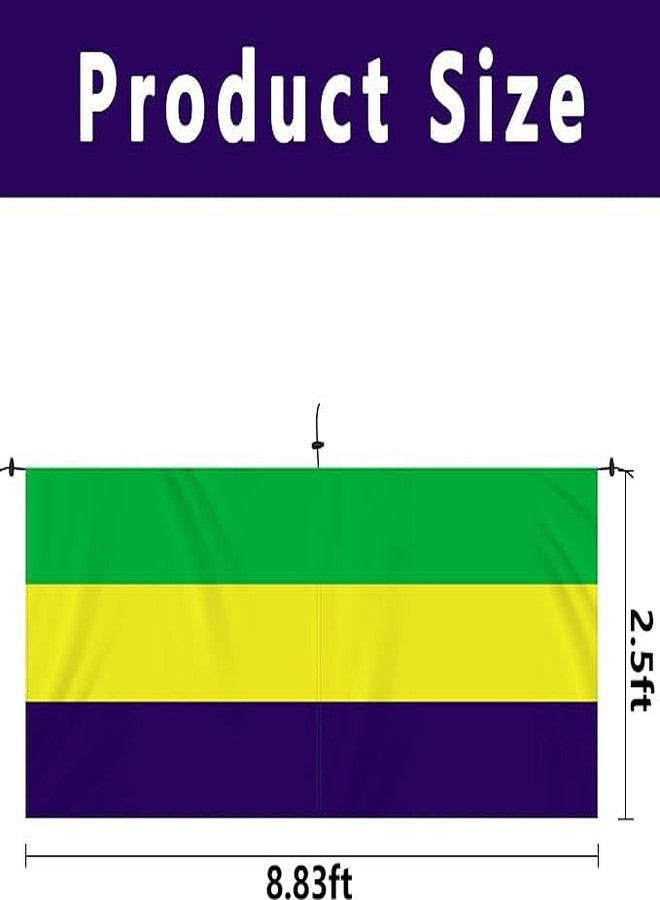 Wehhbtye 2PCS Mardi Gras Bunting Flag - Large New Orleans Mardigras Polyester Flag Banner - Purple Yellow Green Stripe Hanging Bunting for Carnival Porch Yard Outdoor Festival Decor(XL) - Image 2
