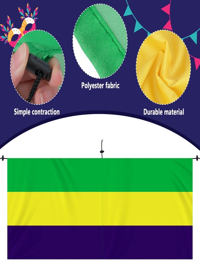 Wehhbtye 2PCS Mardi Gras Bunting Flag - Large New Orleans Mardigras Polyester Flag Banner - Purple Yellow Green Stripe Hanging Bunting for Carnival Porch Yard Outdoor Festival Decor(XL) - Image 3
