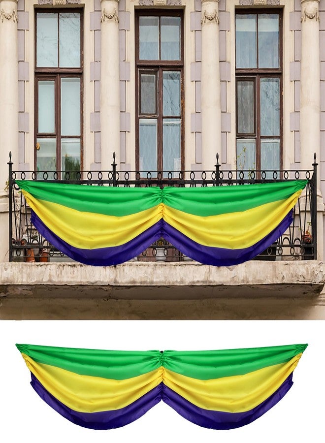 Wehhbtye 2PCS Mardi Gras Bunting Flag - Large New Orleans Mardigras Polyester Flag Banner - Purple Yellow Green Stripe Hanging Bunting for Carnival Porch Yard Outdoor Festival Decor(XL) - Image 1