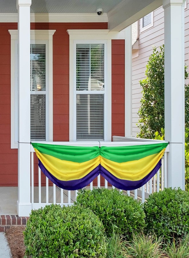 Wehhbtye 2PCS Mardi Gras Bunting Flag - Large New Orleans Mardigras Polyester Flag Banner - Purple Yellow Green Stripe Hanging Bunting for Carnival Porch Yard Outdoor Festival Decor(XL) - Image 5