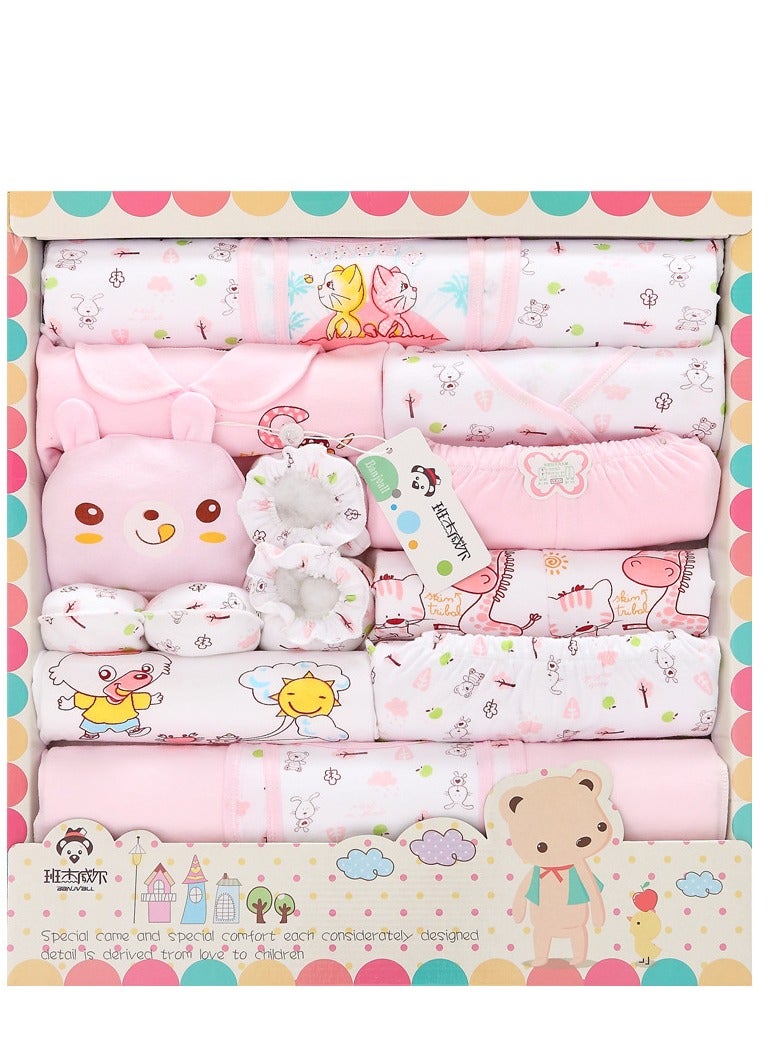 DOOKOO 18PCS Newborn Baby Gifts Set, Newborns Layette Gift for Girl Boys, Infant Essential Clothes Accessories, Premium Cotton Babies' Pant and Top Sets, with Beautifully Packaged Boxes and Prints