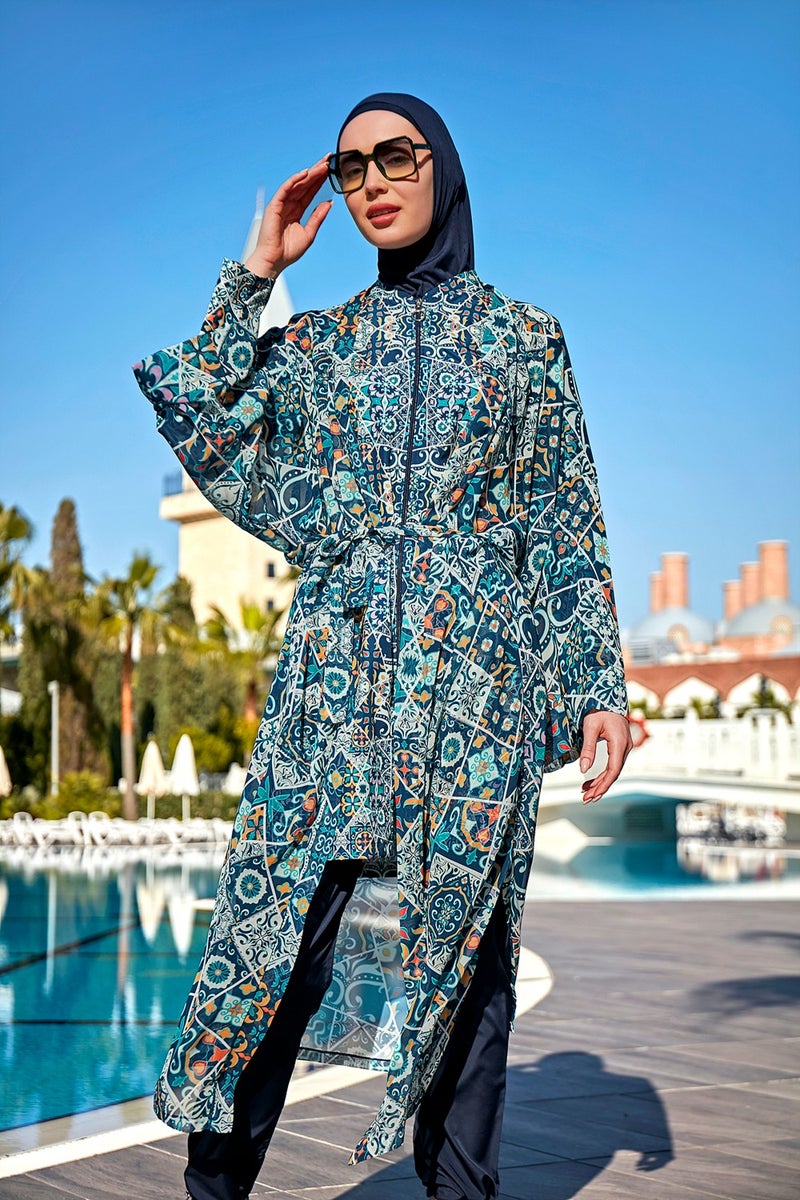 Remsa Mayo Remsa Swimsuit Remsa Modest Swimsuit Over Single Kaftan Kimono Pareo RP011 Iznik  - Image 1