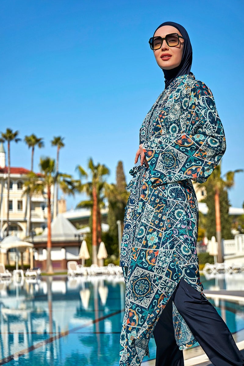 Remsa Mayo Remsa Swimsuit Remsa Modest Swimsuit Over Single Kaftan Kimono Pareo RP011 Iznik  - Image 4