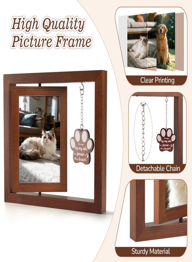 Ricalin Dog Memorial Gifts for Loss of Dog, Rotating Wooden Picture Frame 4x6, Double Sided Display, Pet Memorial Gifts for Dogs with Paw Remembrance Tag, Pet Loss Sympathy Gift - Image 4