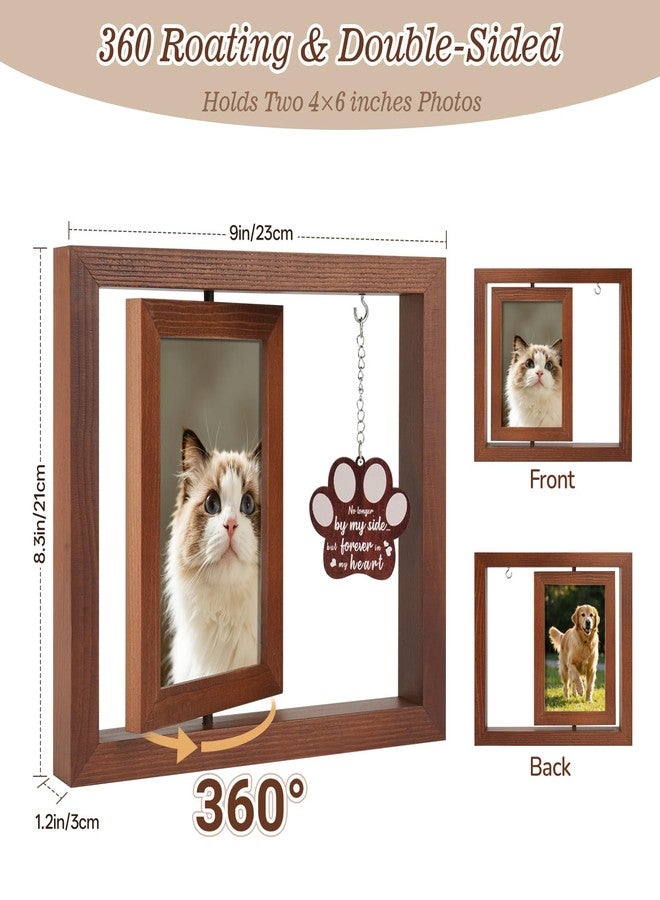 Ricalin Dog Memorial Gifts for Loss of Dog, Rotating Wooden Picture Frame 4x6, Double Sided Display, Pet Memorial Gifts for Dogs with Paw Remembrance Tag, Pet Loss Sympathy Gift - Image 2