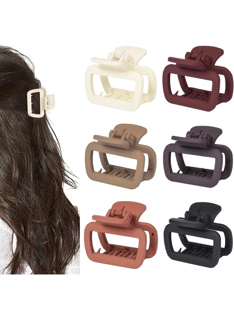6 Pcs Medium Hair Clips for Women, Small Claw Clips Rounded Trapezoid Matte Neutral Colors Thin Short Hair Accessories for Women and Girls -Neutral, 2Inch - Image 1