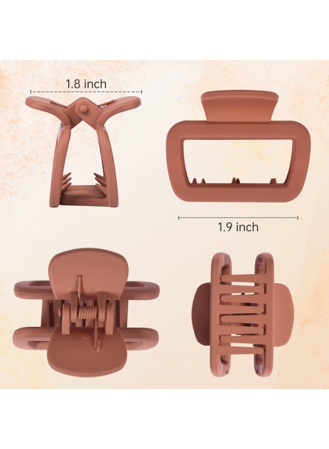 6 Pcs Medium Hair Clips for Women, Small Claw Clips Rounded Trapezoid Matte Neutral Colors Thin Short Hair Accessories for Women and Girls -Neutral, 2Inch - Image 2